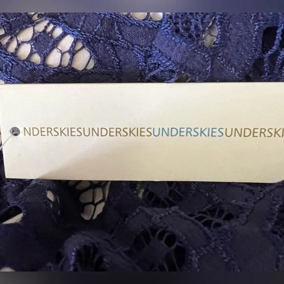 Skies Are Blue / Underskies - NWT - Elegant Blue Lace Dress, Lined, Midi - M - Picture 4 of 4
